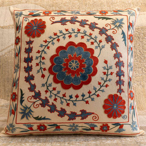 Handmade Uzbek Suzani Silk Cushion - 307746AL