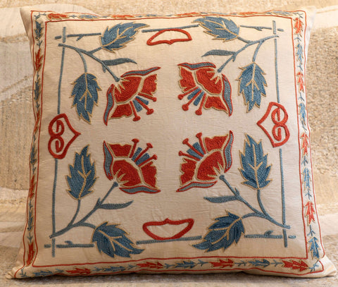 Handmade Uzbek Suzani Silk Cushion - 307746Y