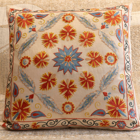 Handmade Uzbek Suzani Silk Cushion - 307746AZ