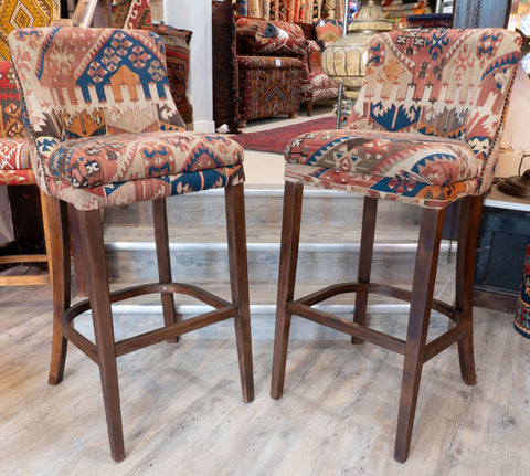 Turkish kilim covered bar stool -309074a