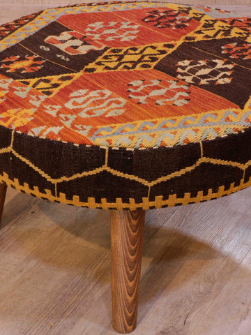 Turkish Kilim medium circular stool - 309319