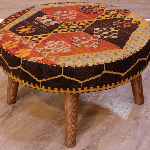 Turkish Kilim medium circular stool - 309319