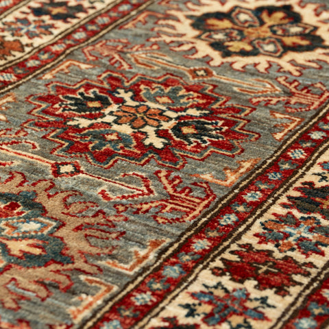 Handmade fine Afghan Kazak short runner - 309453