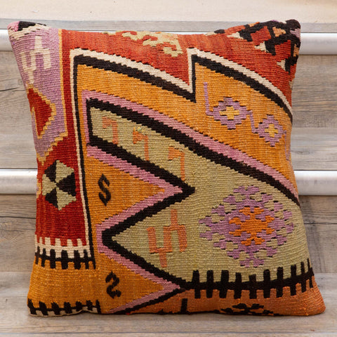 Small Handmade Turkish kilim cushion - 309674-W