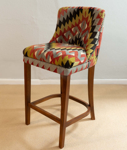 Turkish kilim covered Counter height stool - 309773-B