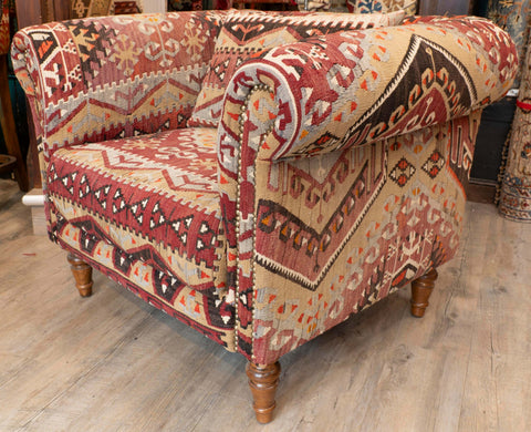 Handmade Turkish kilim Chesterfield Chair - 309812