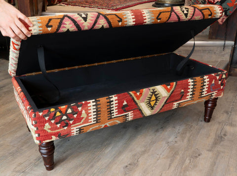 Turkish Kilim covered ottoman - 309828