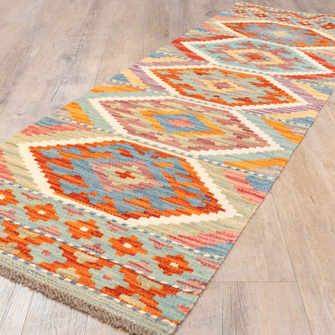 Handmade Afghan Kilim short runner - 310214