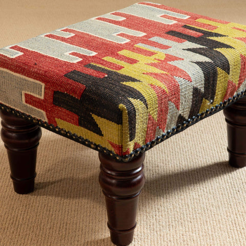 Small handmade Turkish kilim stool - 310432
