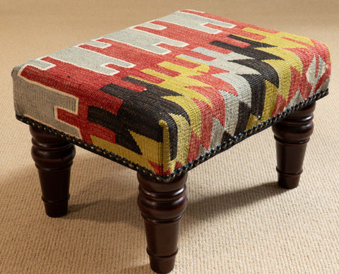Small handmade Turkish kilim stool - 310432