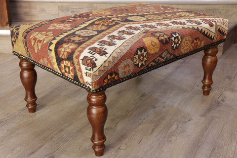 Turkish kilim covered Bench Stool - 308941